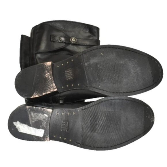 $400 Frye Molly Knee High Black Leather Riding EXTENDED CALF Boots 8.5 (MG29) - Picture 7 of 8